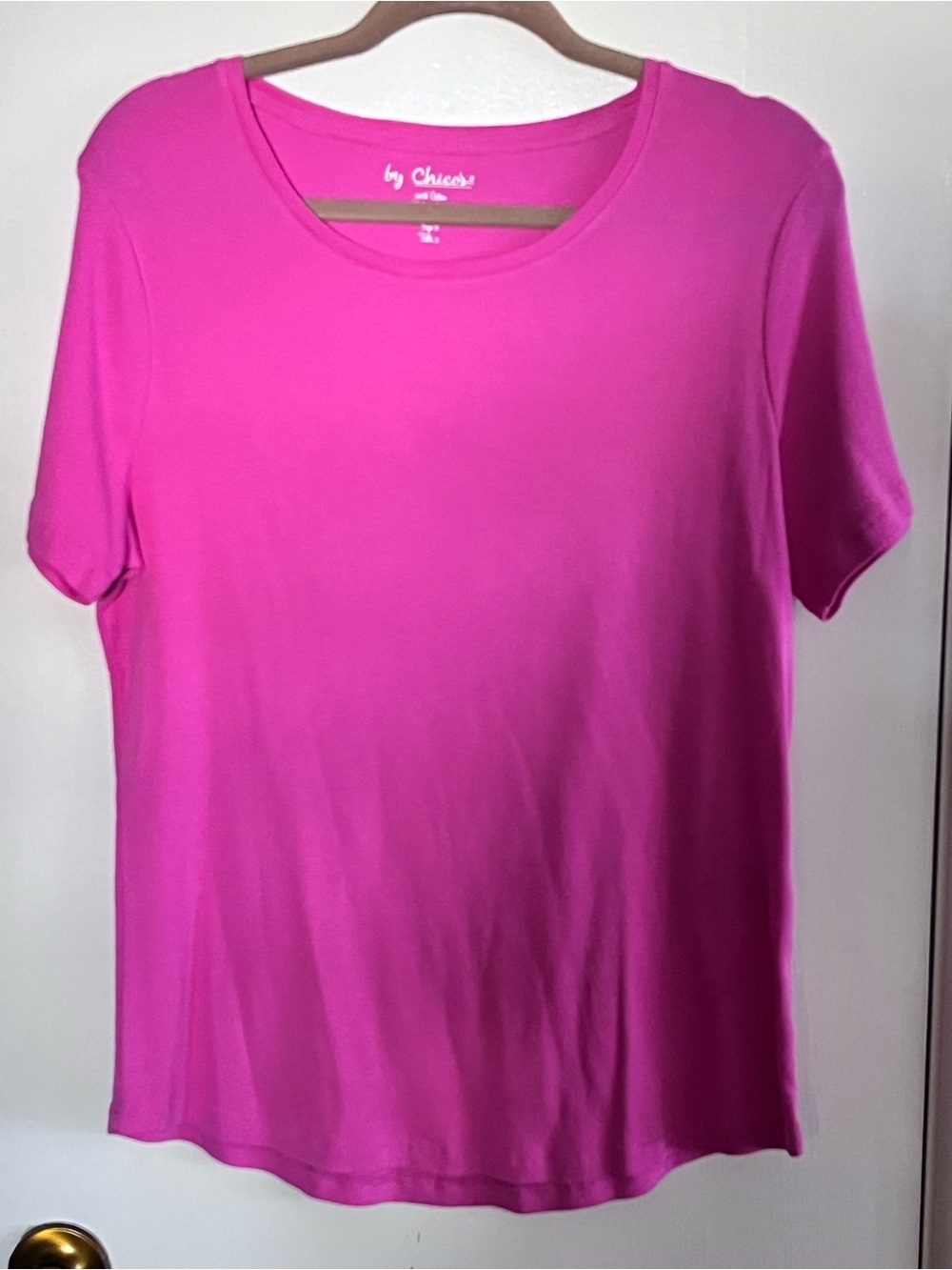 Chico's Short Sleeve Crewneck Top - Bright Pink